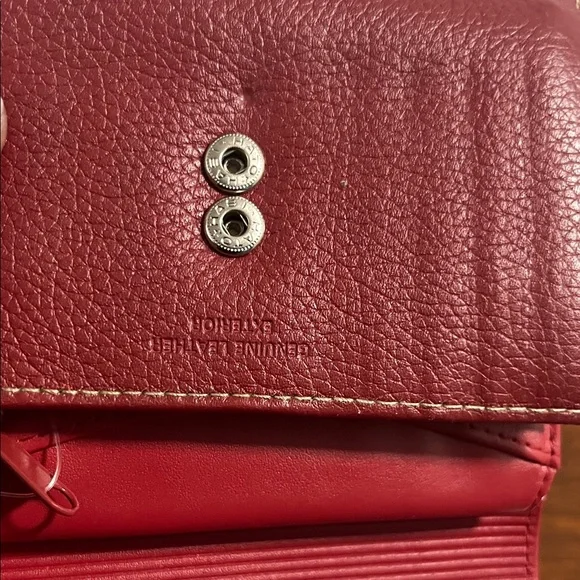 EUC- Burton Red Genuine Leather Exterior  Wallet with Metal Accents - Picture 3 of 12